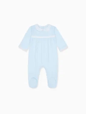 Blue Rosauro Smock Baby Sleepsuit