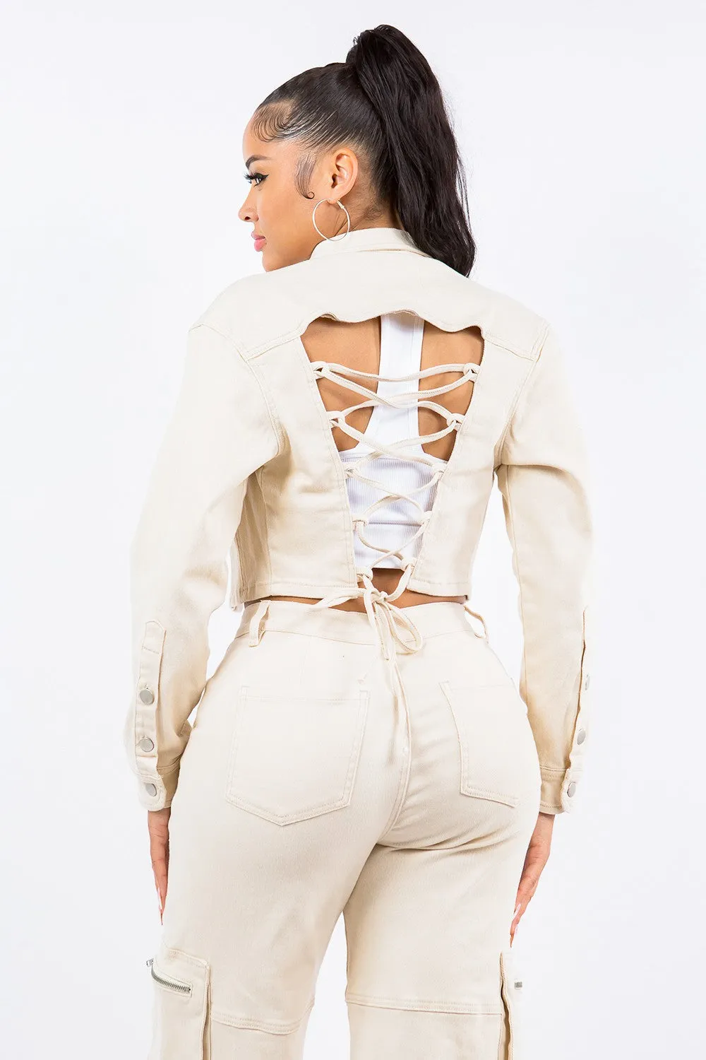 Blue Zone Planet |  American Bazi Laced Back Cropped Jacket