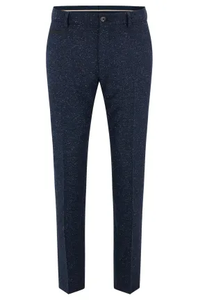 BOSS - H-GENIUS-224 Dark Blue Micro Pattern Trousers In A Wool Silk Blend 50481960 404