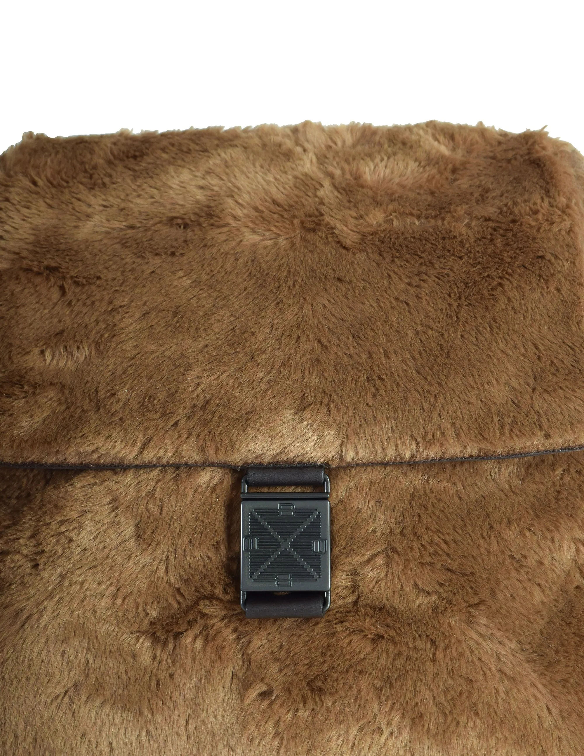 Bottega Veneta Vintage 1990s Brown Faux Fur Leather Backpack