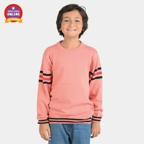 Boys Acrylic Full Sleeves Sweater Striper-Peach