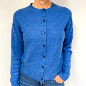 Brora Airforce Blue Cashmere Crew Neck Cardigan Medium