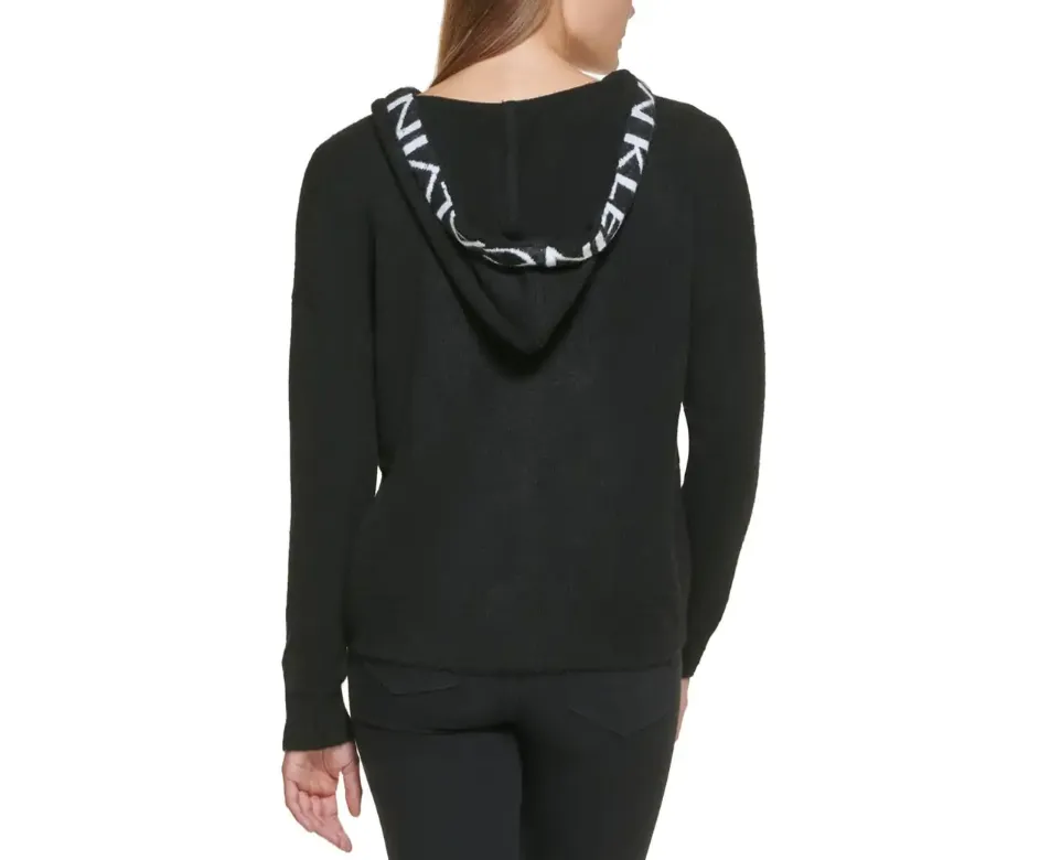 CALVIN KLEIN Women's Black Hooded Sweater Jumper