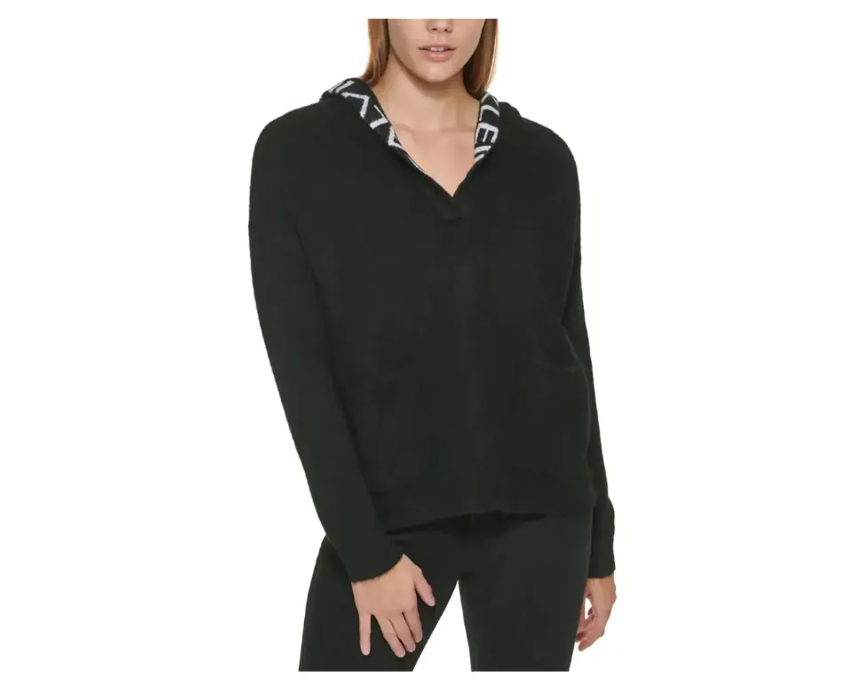 CALVIN KLEIN Women's Black Hooded Sweater Jumper