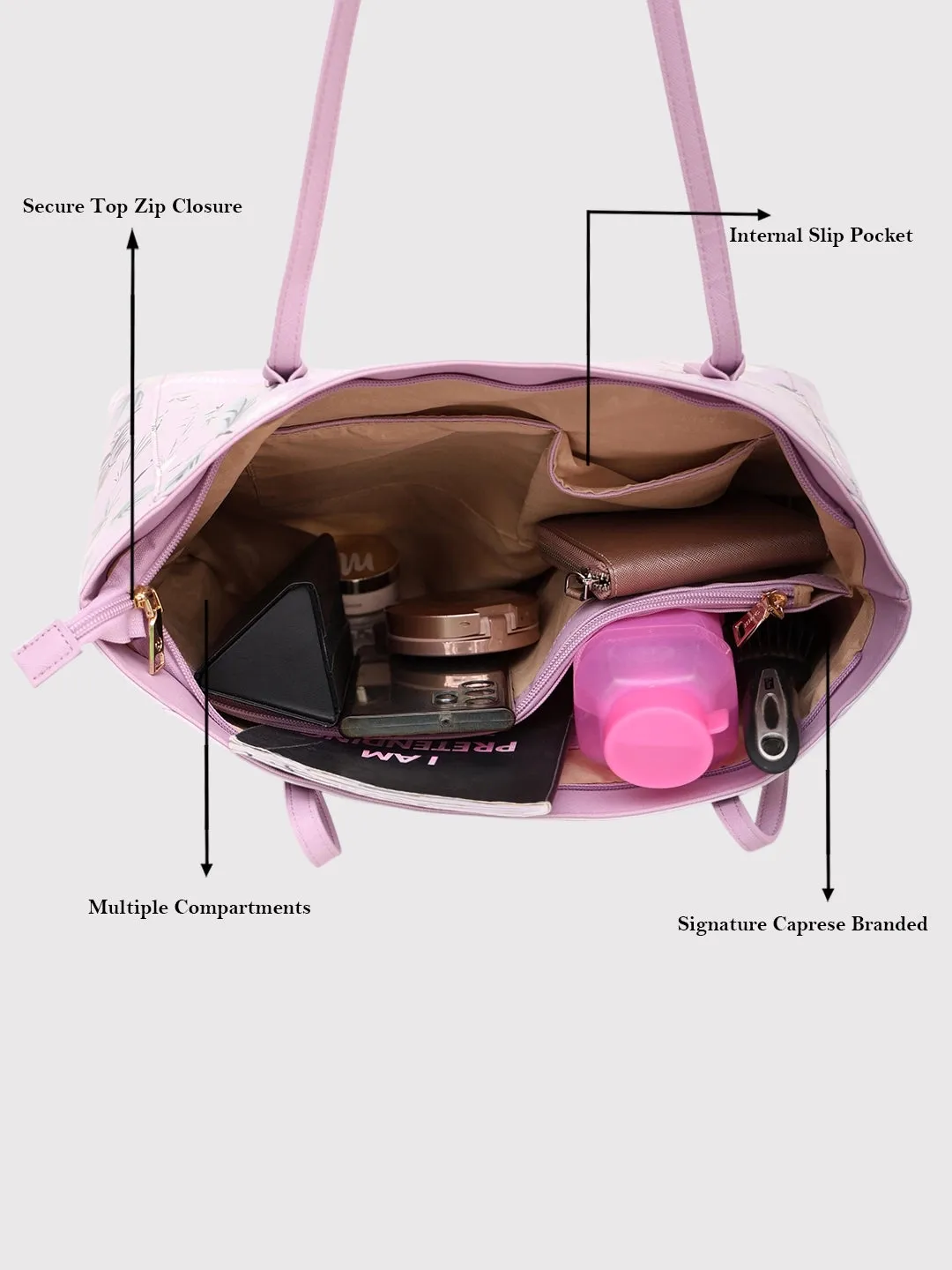 Caprese Gemma Tote Large Dark Pink