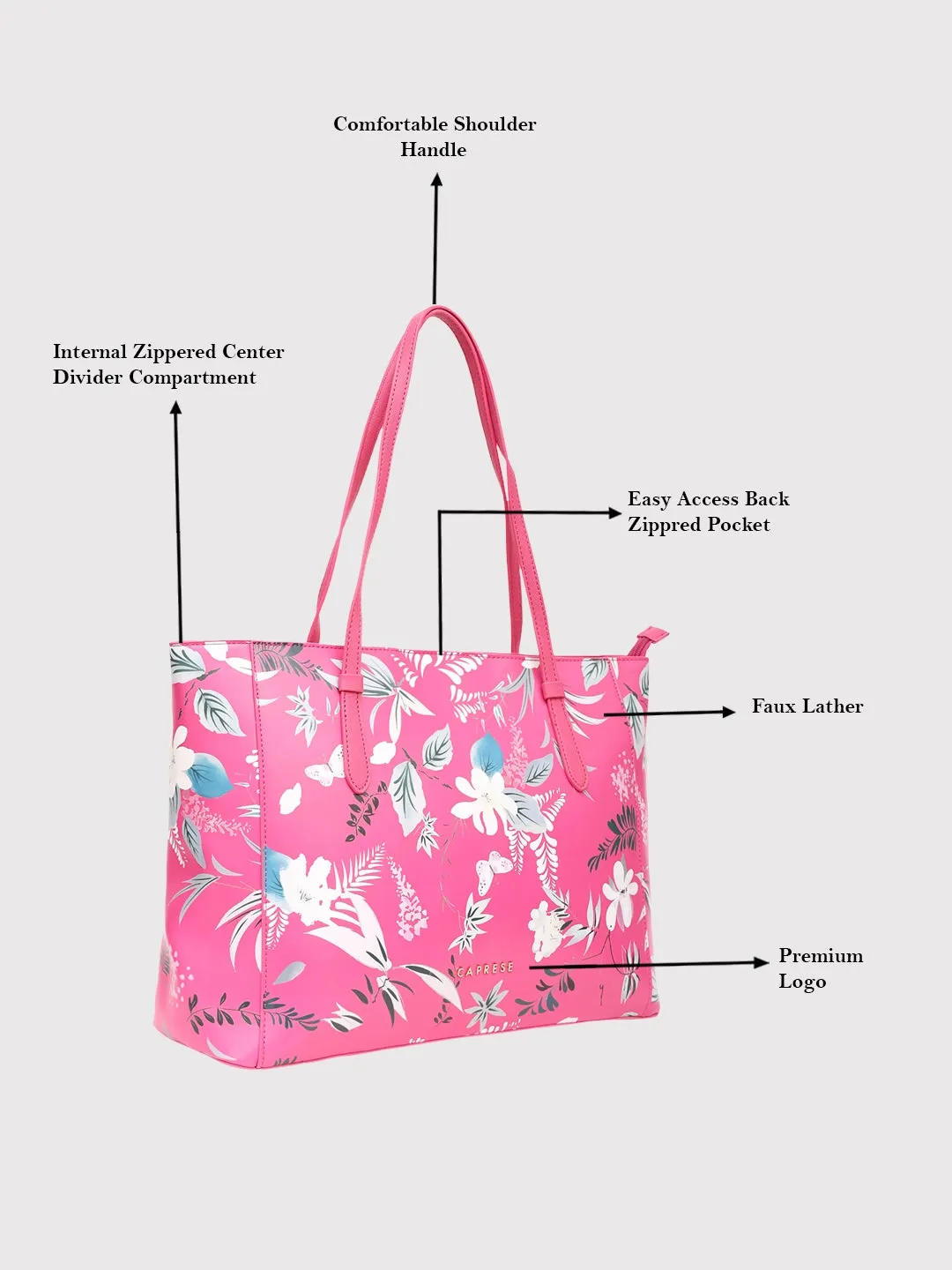 Caprese Gemma Tote Large Dark Pink