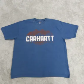 Carhartt Shirt Mens XL Blue Crew Neck Tee Short Sleeve 100% Cotton Casual Logo