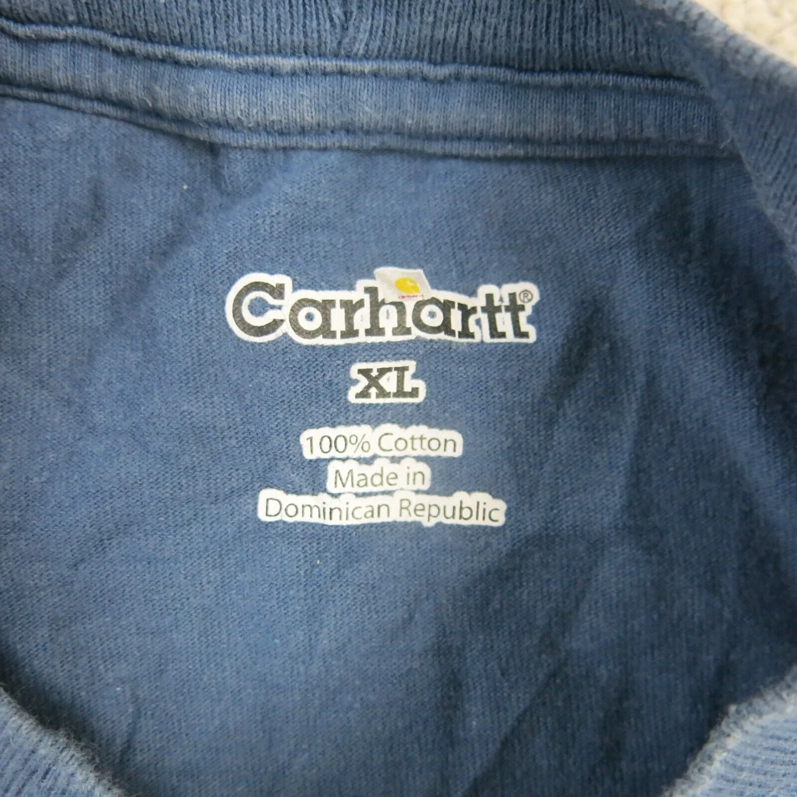 Carhartt Shirt Mens XL Blue Crew Neck Tee Short Sleeve 100% Cotton Casual Logo