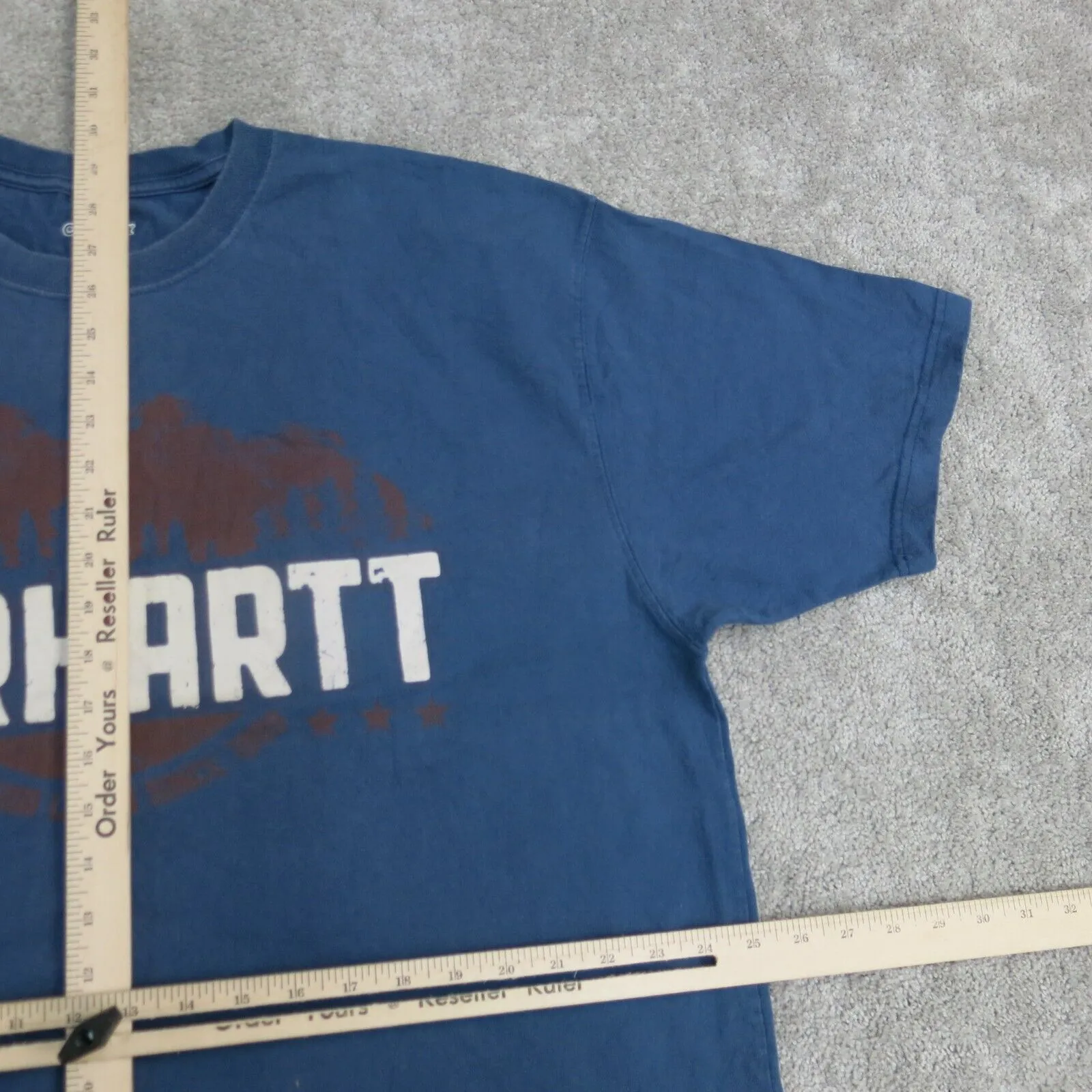 Carhartt Shirt Mens XL Blue Crew Neck Tee Short Sleeve 100% Cotton Casual Logo