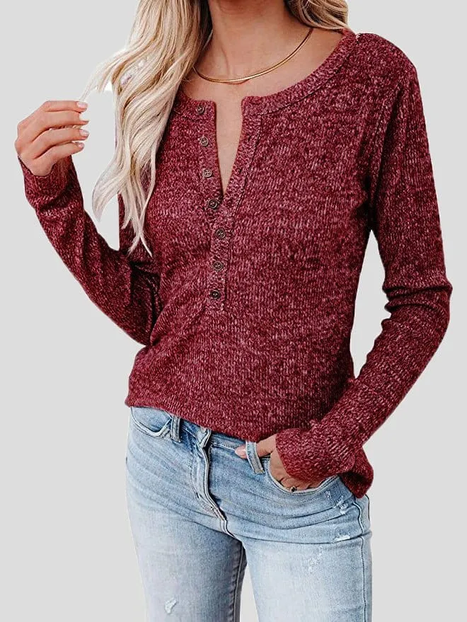 Casual Henley Shirt Women's