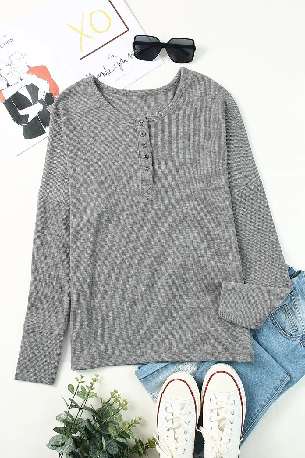 Casual Henley Shirt Women's