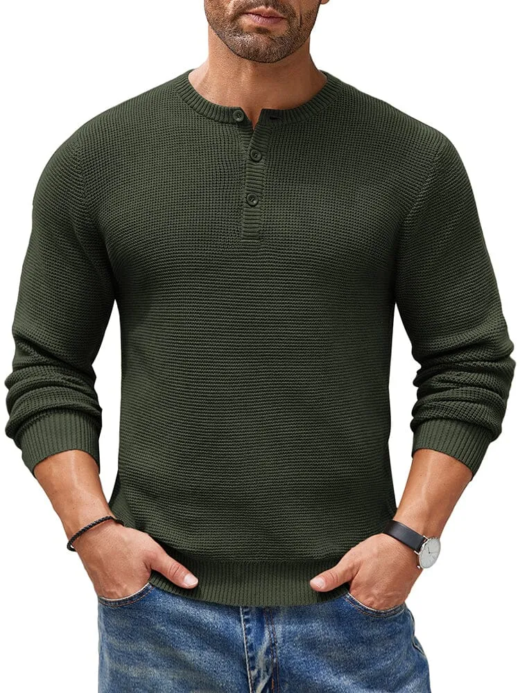 Casual Waffle Texture Henley Sweater (US Only)