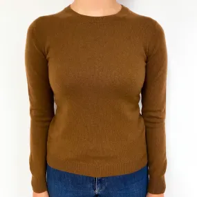 Chestnut Brown Cashmere Crew Neck Jumper Small