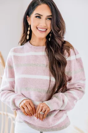 Classic Pop Mauve Pink Striped Sweater