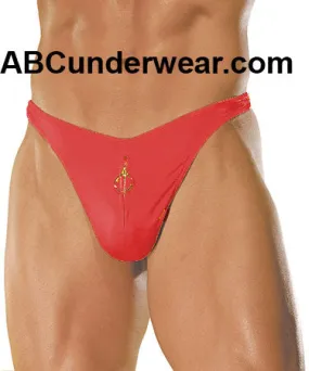 Clearance Sale: Men's Lycra Zipper Thong in Red