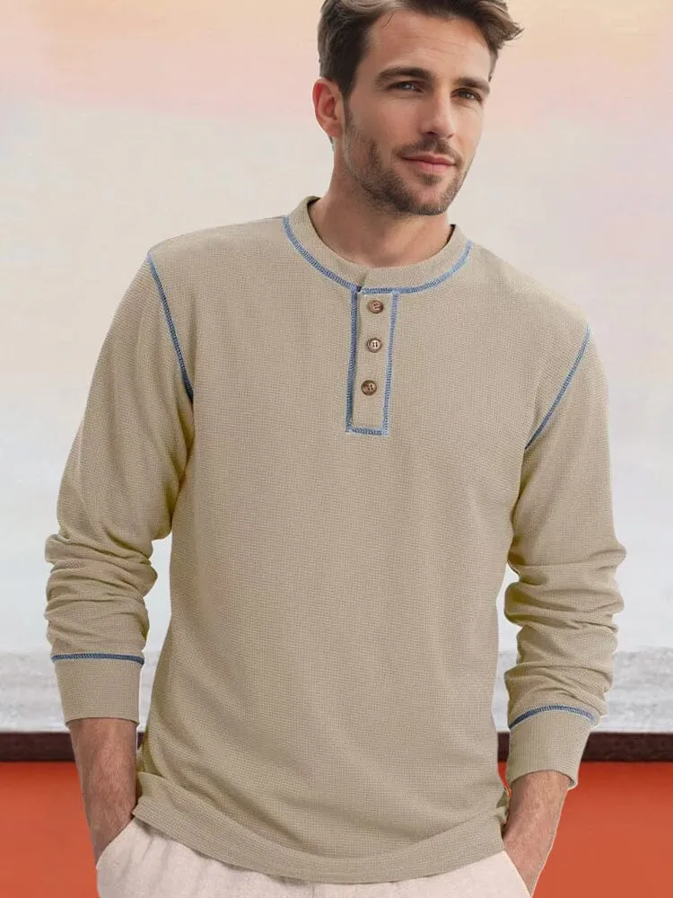 Comfy Versatile Waffle Henley Shirt