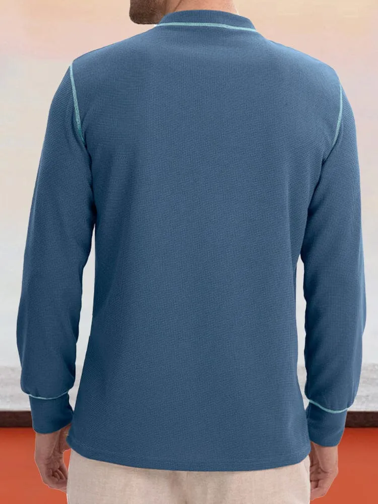 Comfy Versatile Waffle Henley Shirt