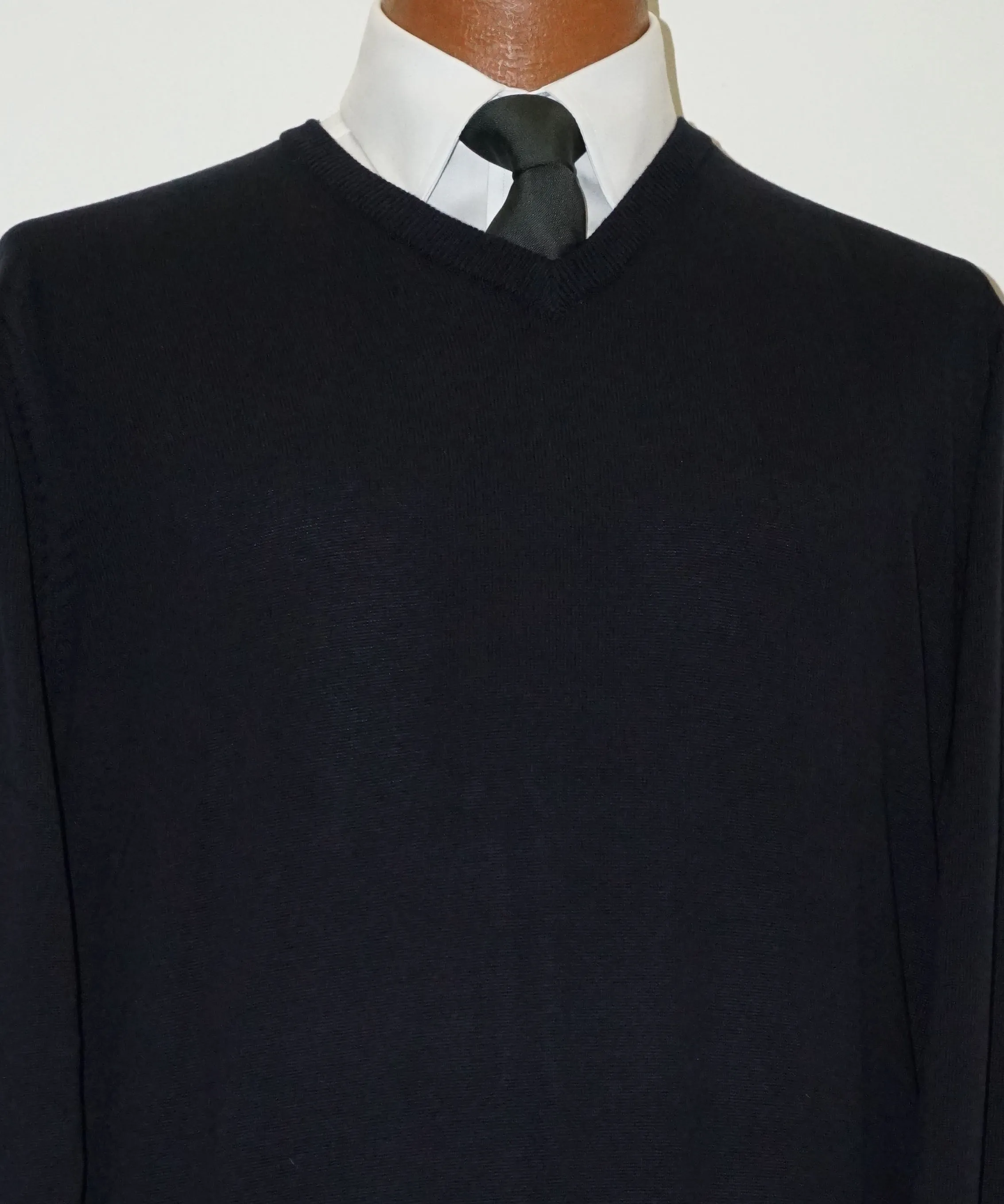 Cotton blend V neck Sweater - Long Sleeve TALL - Navy