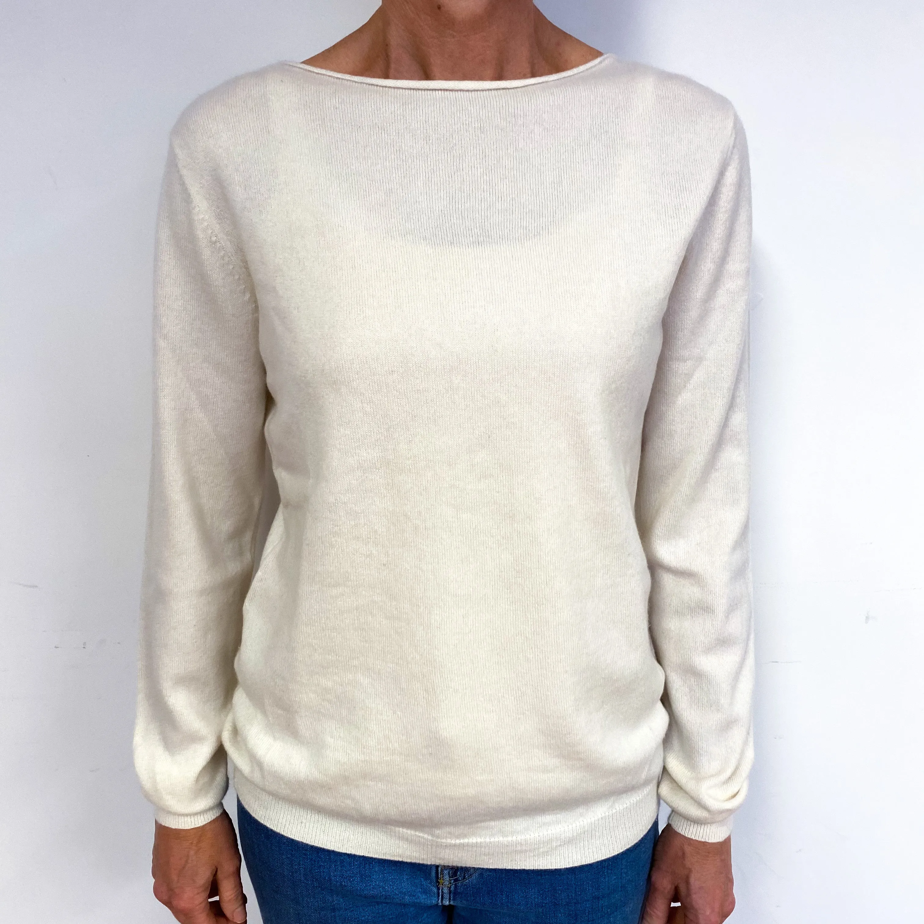 Cream Cashmere Slash Neck Jumper Medium