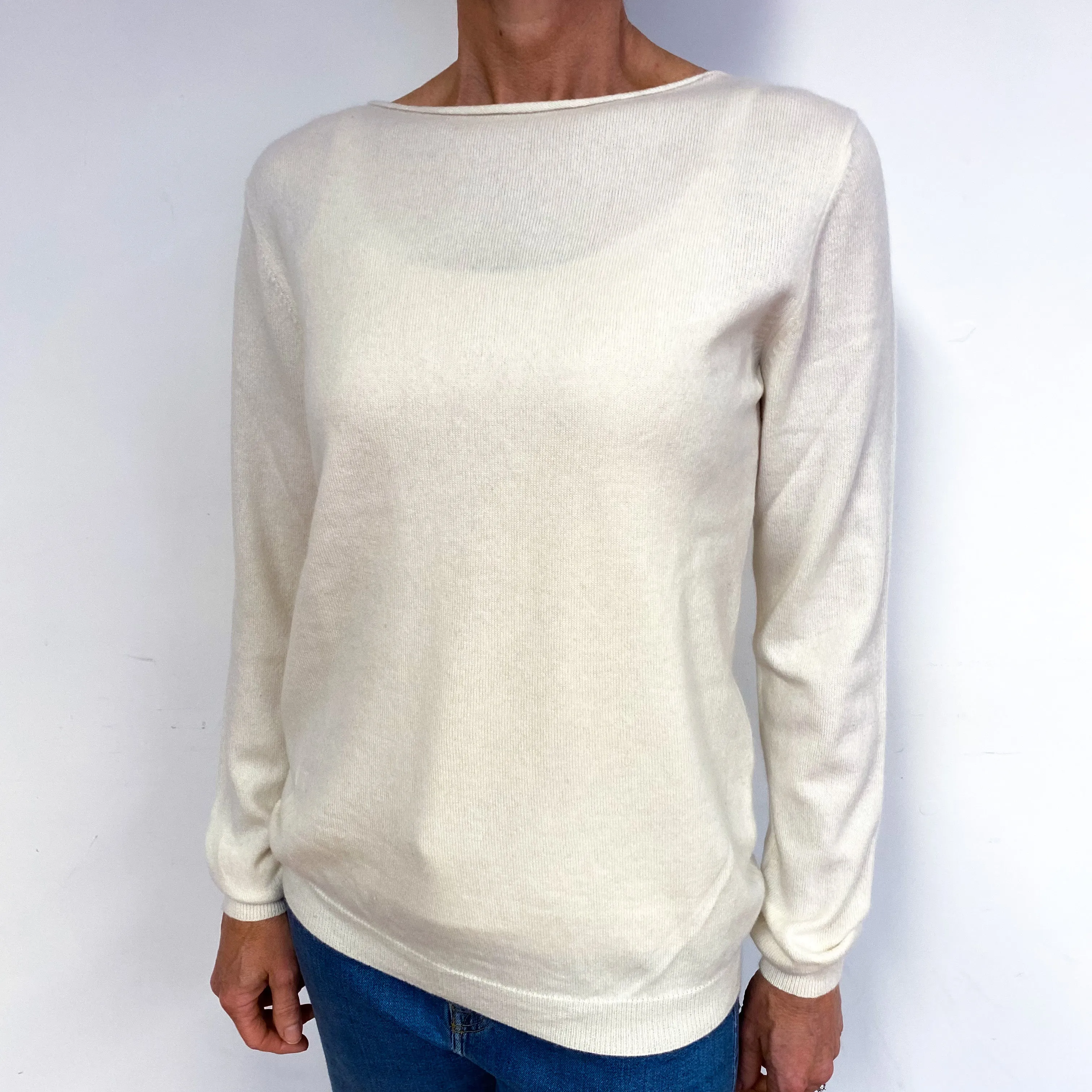 Cream Cashmere Slash Neck Jumper Medium