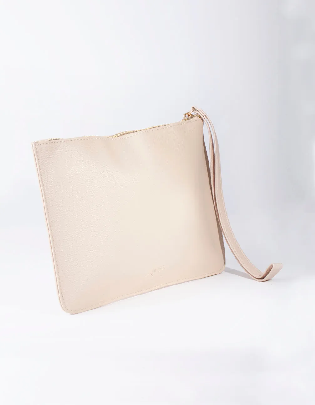 Cream Leatherette Clutch