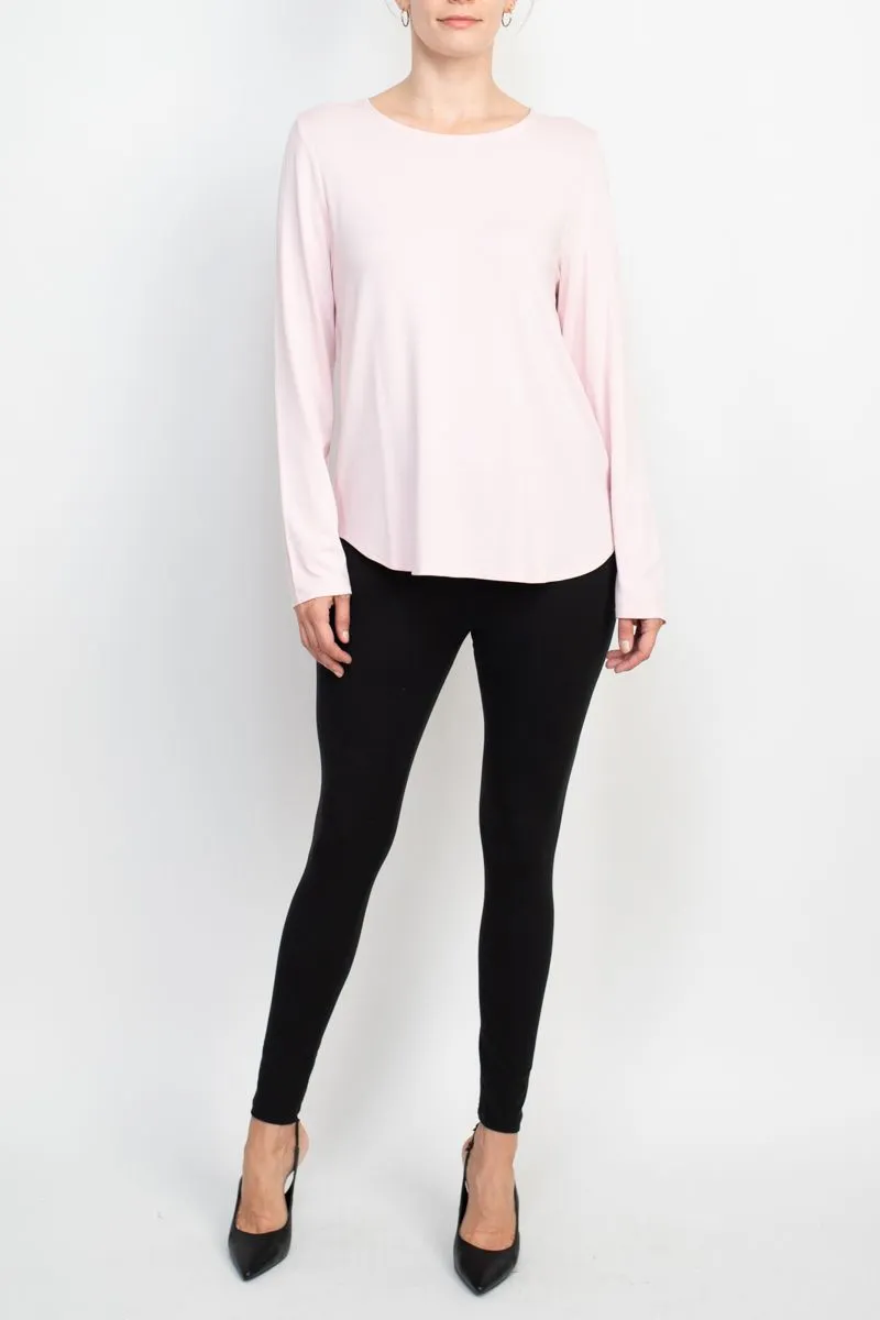 Cupio crew neck long sleeve solid matte jersey top