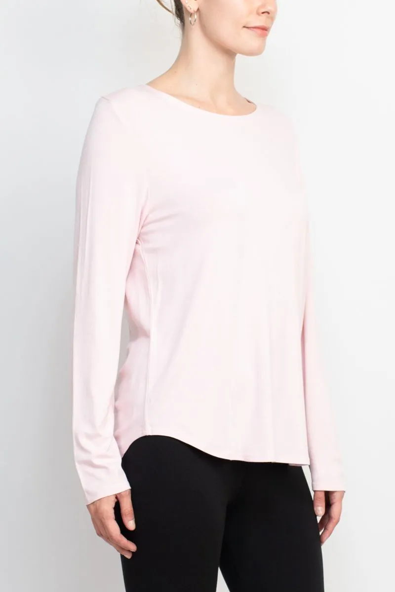 Cupio crew neck long sleeve solid matte jersey top