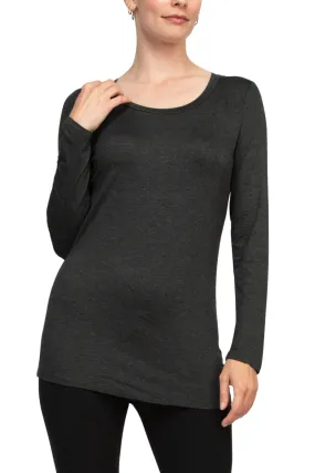 Cupio Scoop Neck Long Sleeve Solid Jersey Top