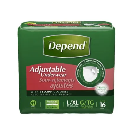 Depend Adjustable Max Absorbency Underwear Large/X-Large 6 Bags of 16