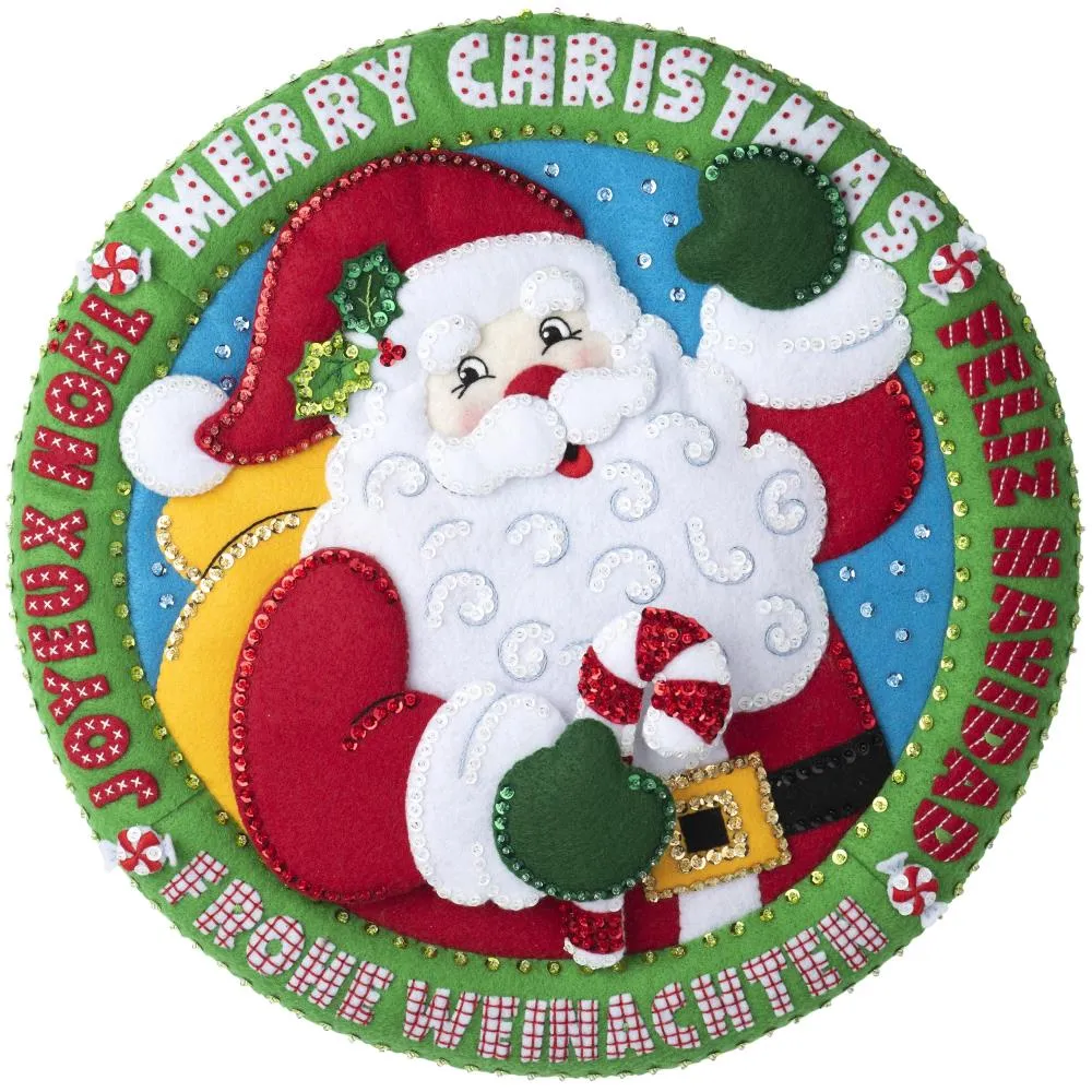 DIY Bucilla Global Greetings Santa Christmas Felt Wall Craft Kit