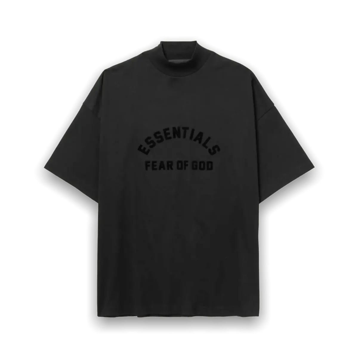 Essentials Fear Of God Logo Cotton Mock-Neck T-Shirt - Black