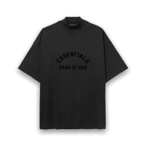 Essentials Fear Of God Logo Cotton Mock-Neck T-Shirt - Black