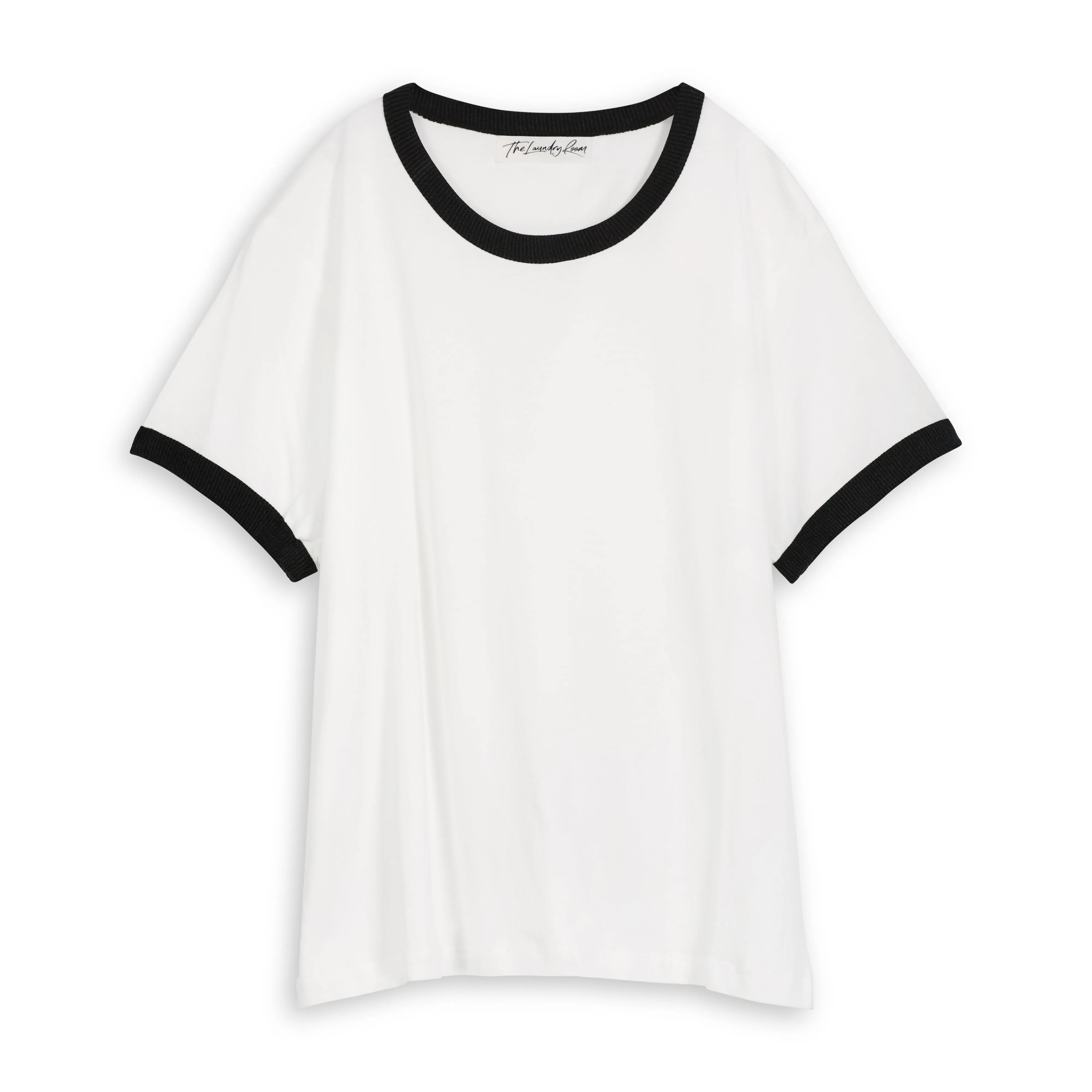 Essentials - Perfect Ringer Tee - White & Black Snow