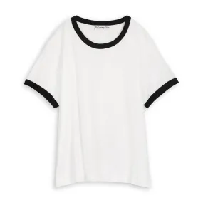 Essentials - Perfect Ringer Tee - White & Black Snow