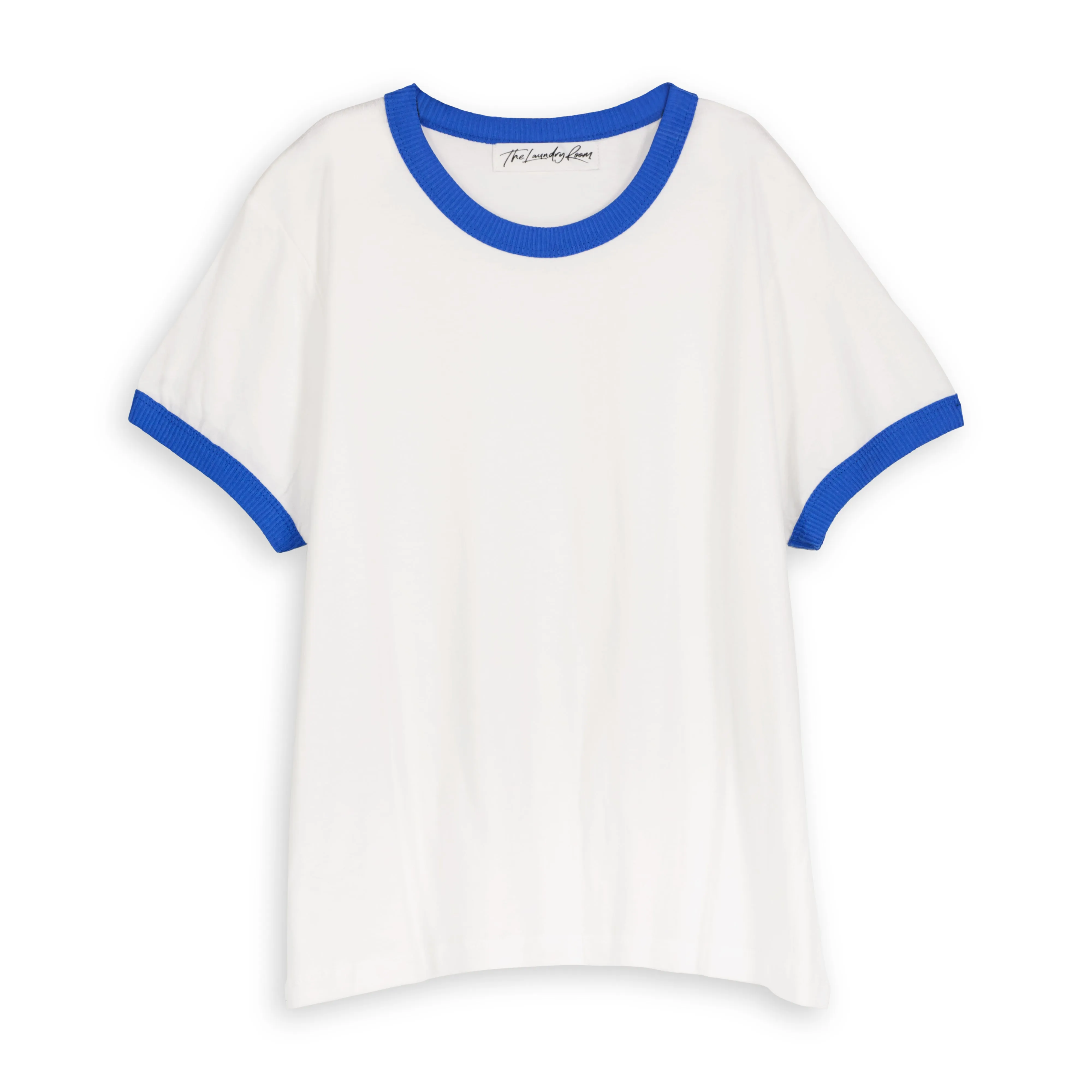 Essentials - Perfect Ringer Tee - White & Blue