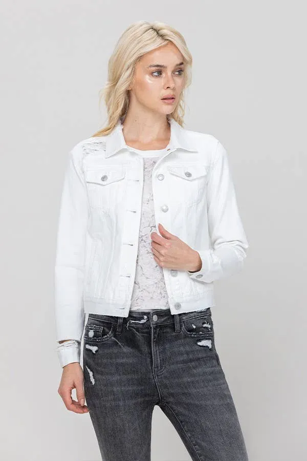 FINAL SALE White Classic Fit Denim Jacket