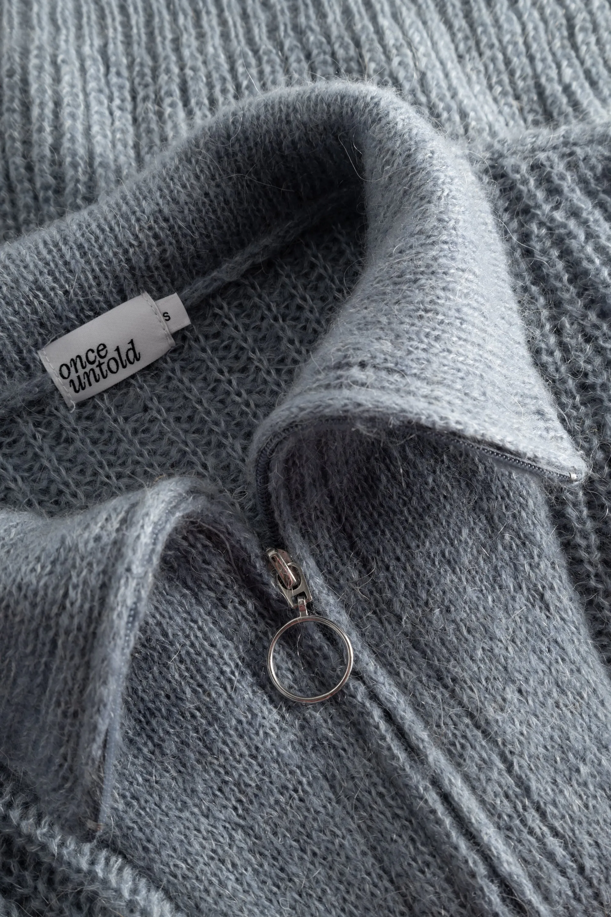 Florie Zip Knit - Greyish Blue