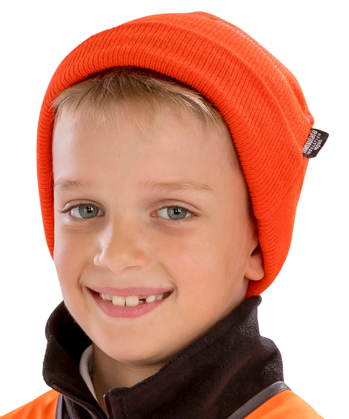 Fluorescent Orange - Junior woolly ski hat with Thinsulate™