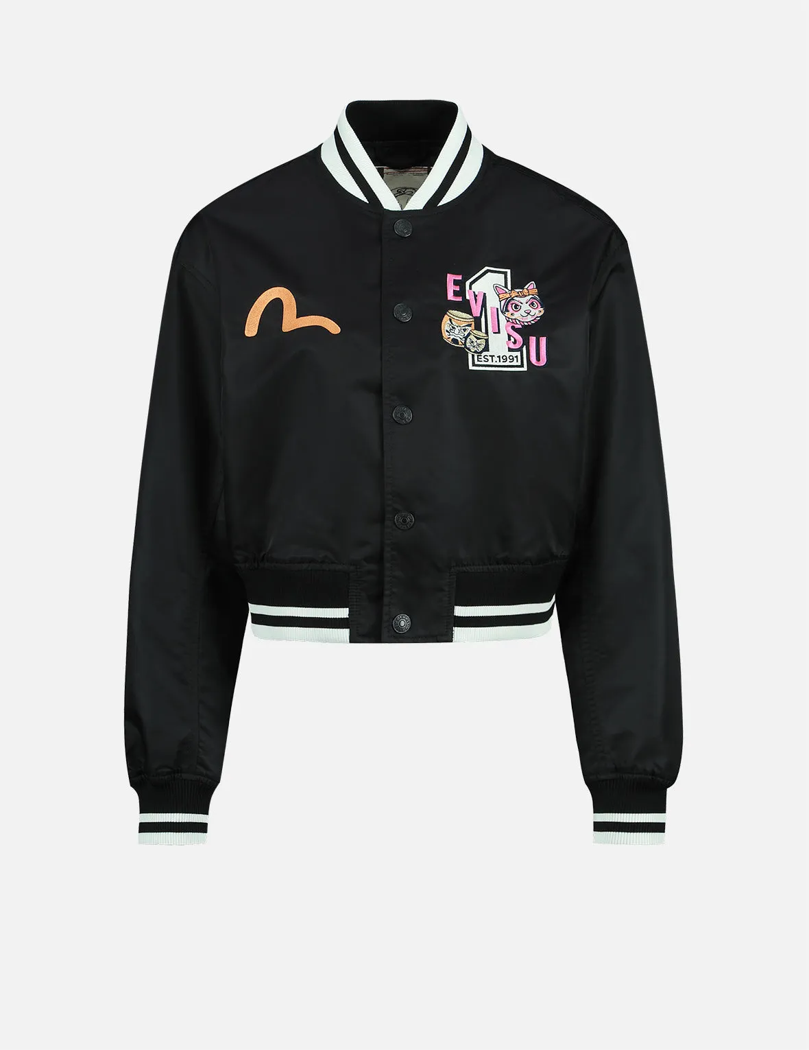 Fortune Cat Drumming Appliqué Souvenir Jacket