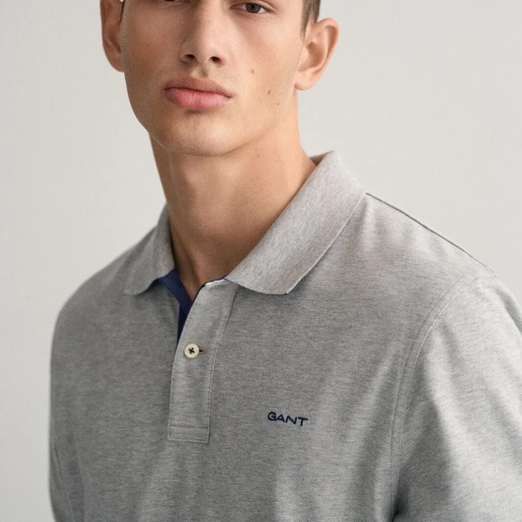 GANT Contrast Piqué Polo Shirt in Grey Melange