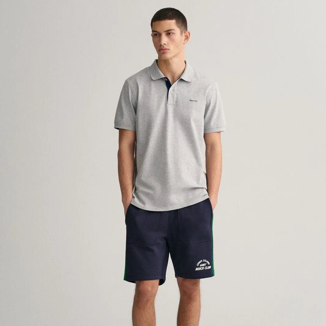 GANT Contrast Piqué Polo Shirt in Grey Melange