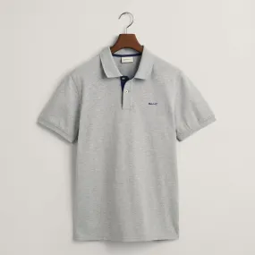 GANT Contrast Piqué Polo Shirt in Grey Melange