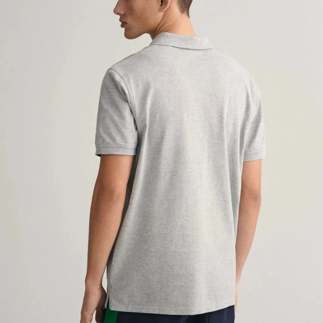 GANT Contrast Piqué Polo Shirt in Grey Melange