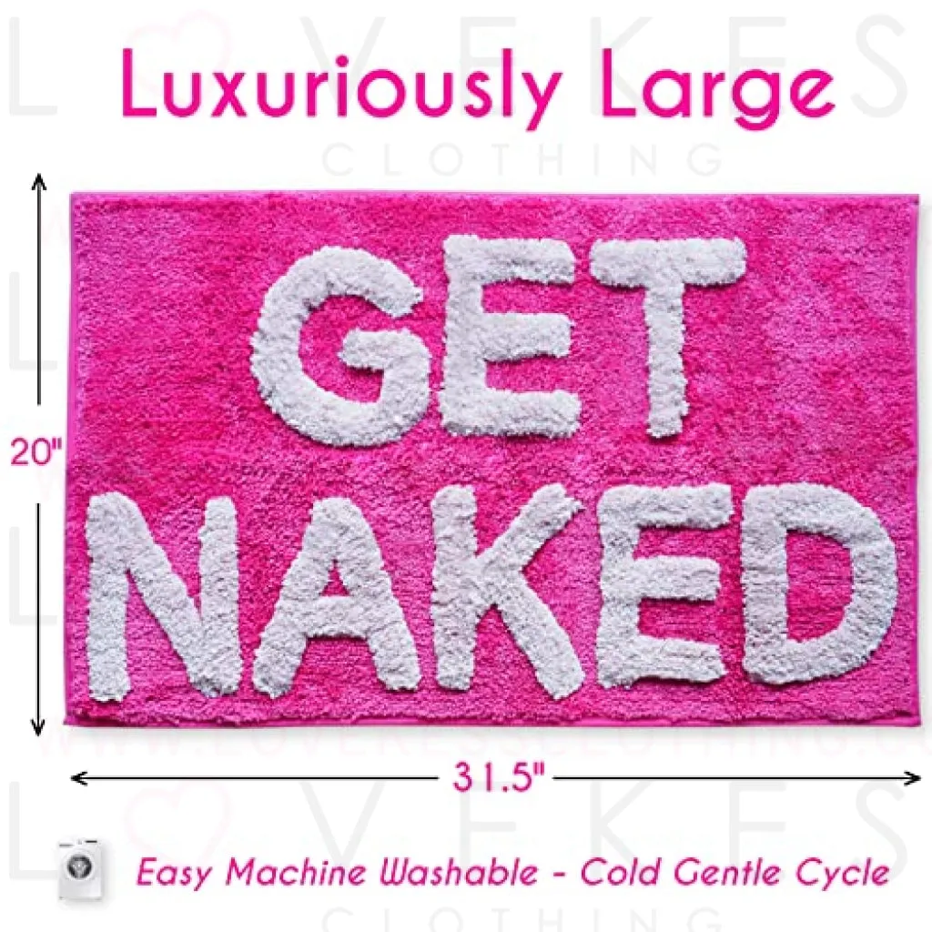 Get Naked Bath Mat Hot Pink Funny Cute Bathroom Rugs Magenta Peach Dark Pink Rug Shower Funny Bathroom Decor for Girls Women Fun Cute Bath Mat Non-Slip Washable Bath Mat College Apartment Decor