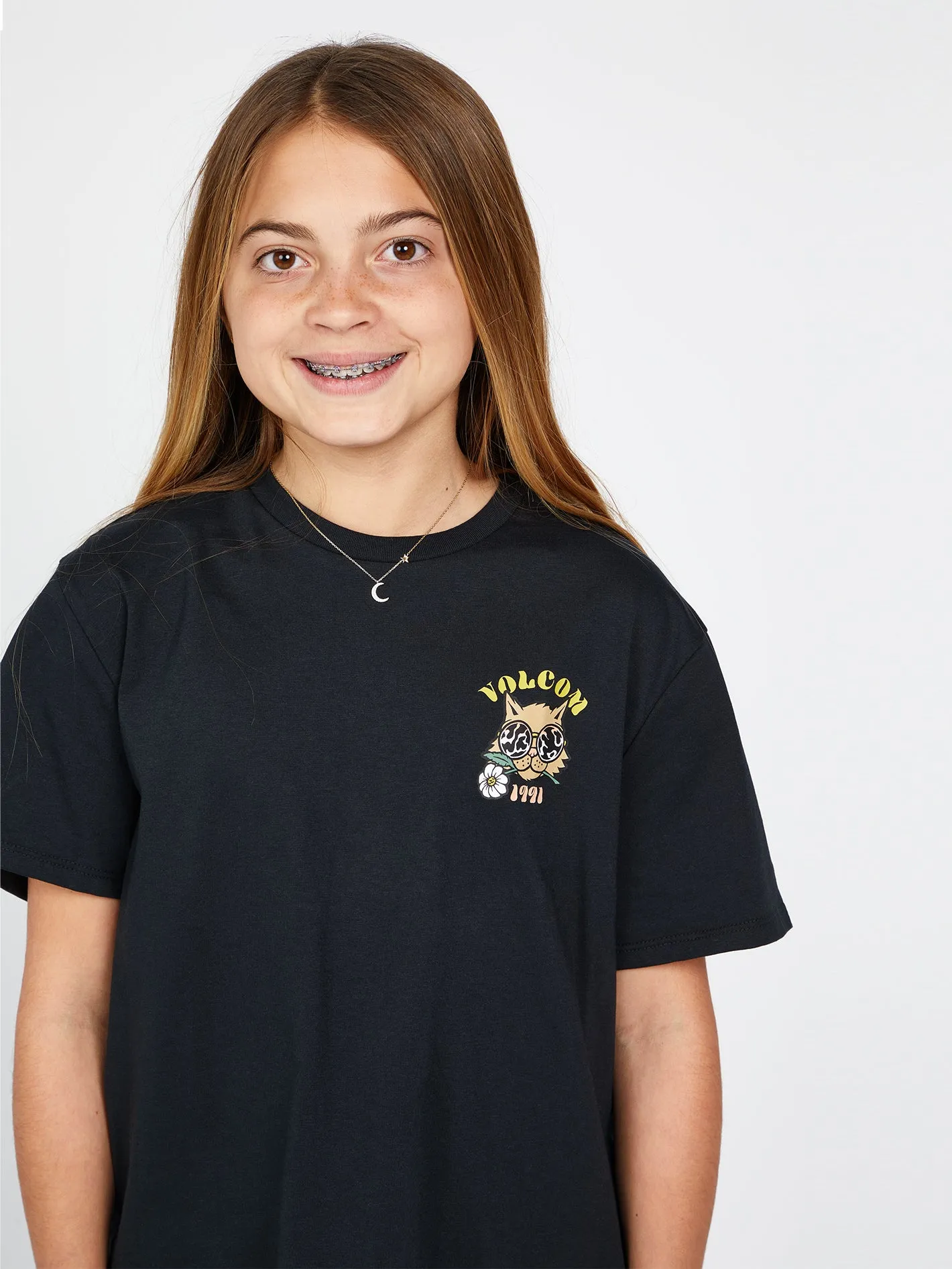 Girls Truly Stoked Short Sleeve Boyfriend Tee - Black