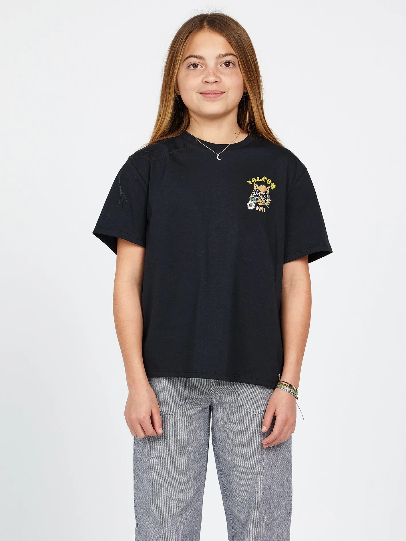 Girls Truly Stoked Short Sleeve Boyfriend Tee - Black