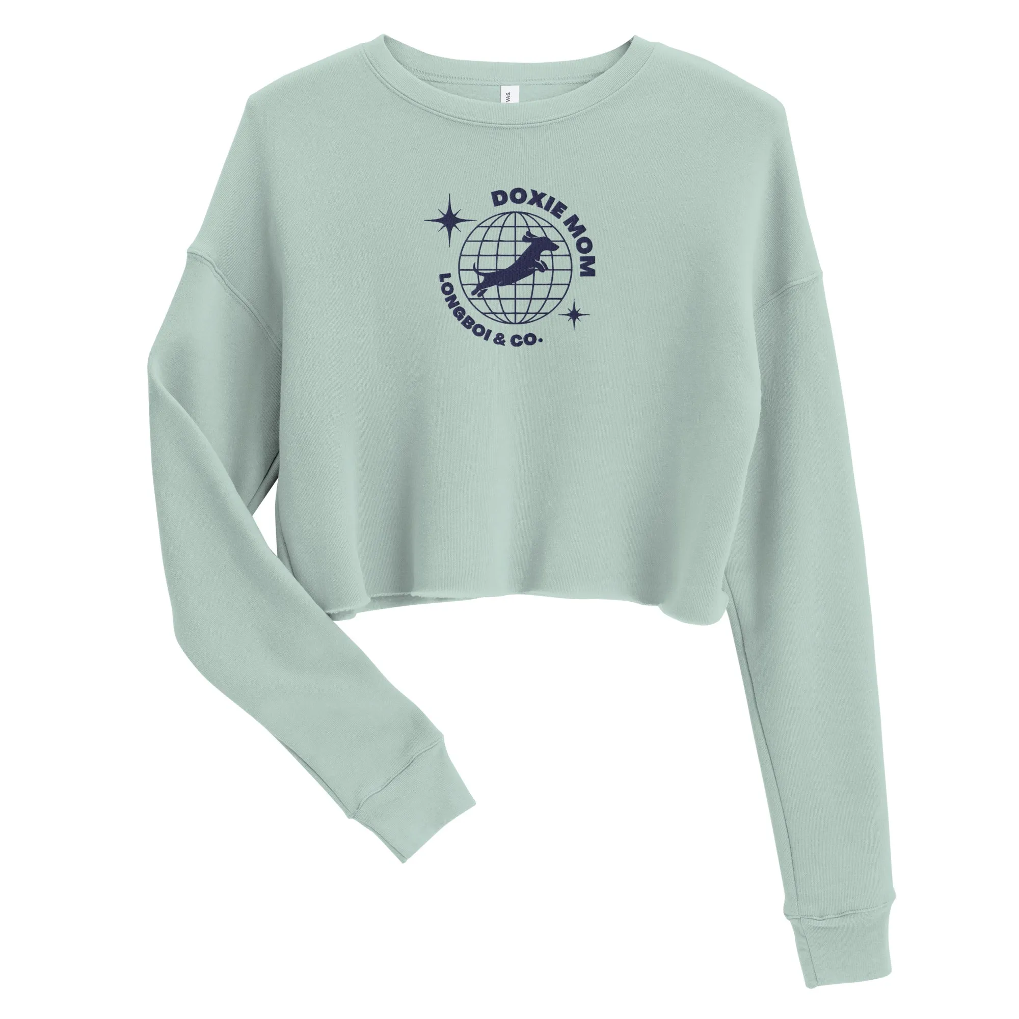 Global Doxie Mom Embroidered Crop Sweatshirt