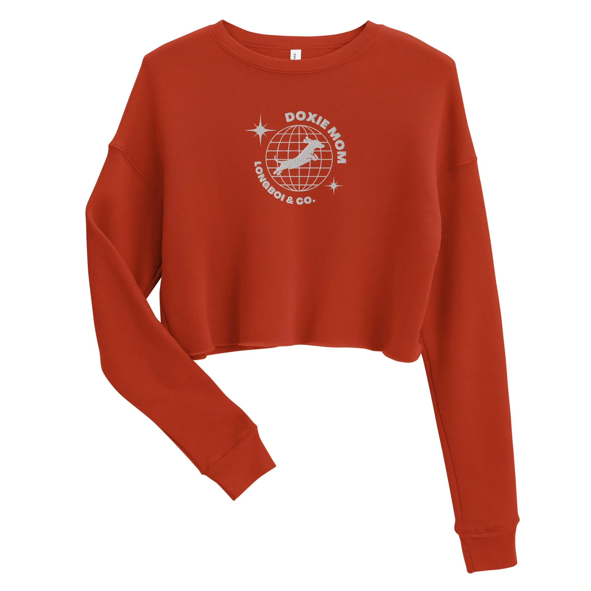 Global Doxie Mom Embroidered Crop Sweatshirt