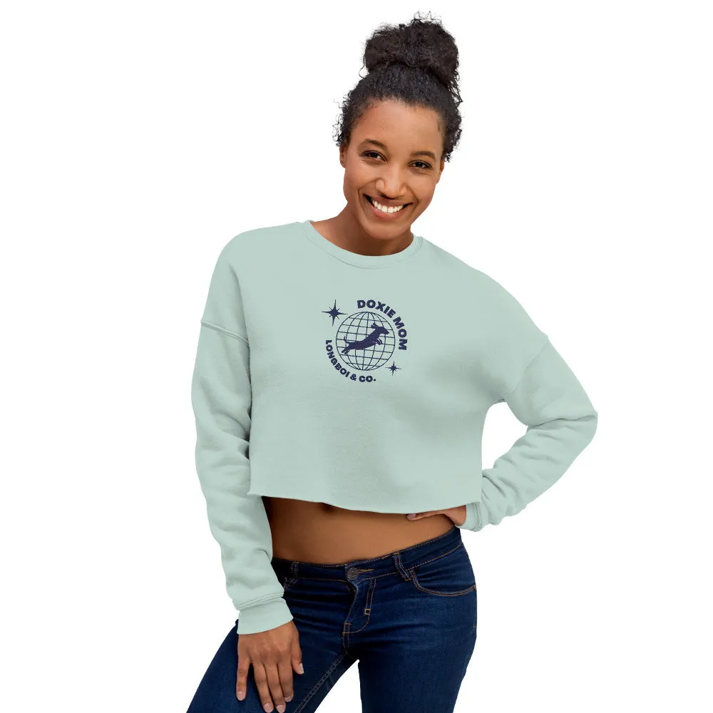 Global Doxie Mom Embroidered Crop Sweatshirt