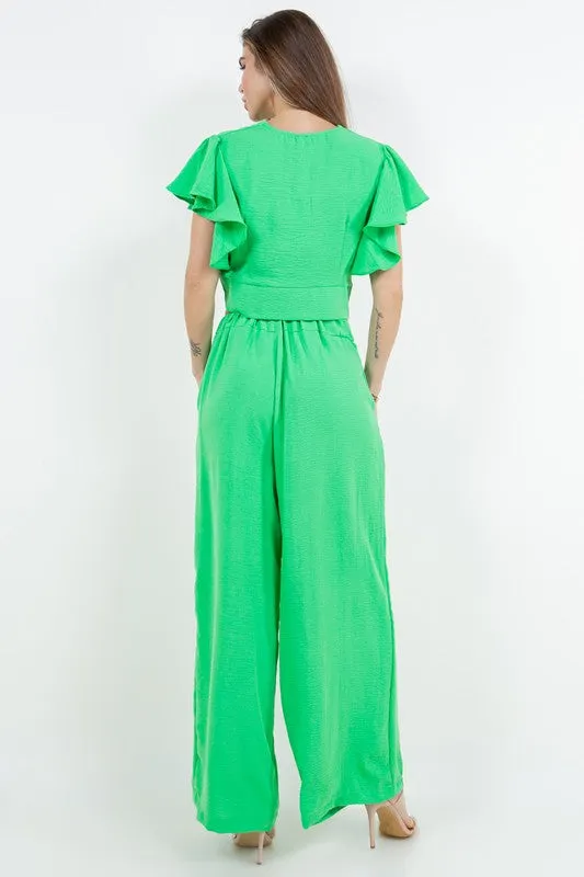 Green 2 Pcs Set Blouse And Pants